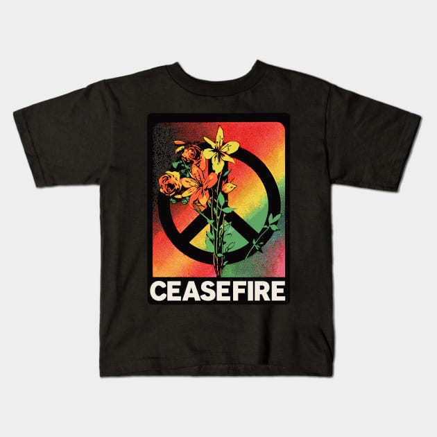 Floral Peace Ceasefire Kids T-Shirt by TomFrontierArt